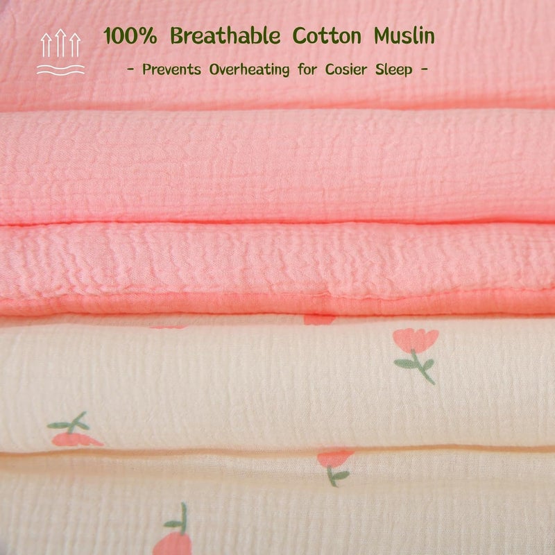 CLoucl Cotton Muslin Toddler Comforter/Quilt,Ultra Soft & Breathble Muslin Toddler Blanket,All Season Baby Blankets for Boys and Girls, Machine Washable,41"x48" - Image 5